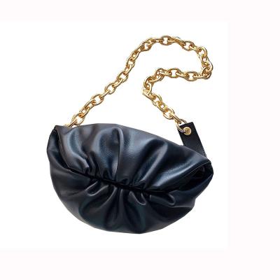 China 2021 New Fashion Anti-theft Leather Women's Breast Bag Fashion Chain Cloud Waist Bag Shoulder Tilting Dumpling Cross Bag for sale