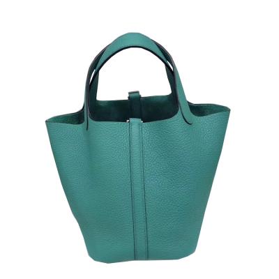 China 2021 New Design Vintage Logo Bucket Genuine Leather Soft Handheld Basket Handbags Genuine Leather Handbags for sale