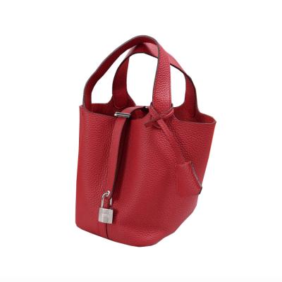 China 2022 Classic Vintage Leather Bags Women Handbags Ladies Litchi Grain Large Capacity Bucket Genuine Leather Bag for sale