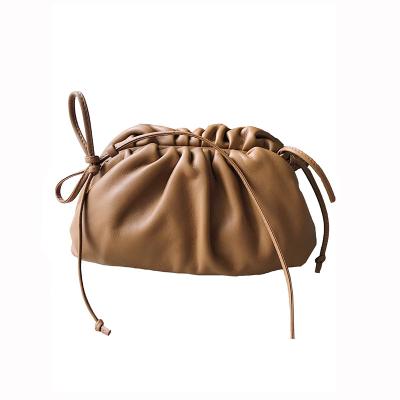 China 2021 New Cloud Bag Dumpling Fold Messenger Bag Customizable Women's Soft Leather Shoulder Bag GENUINE LEATHER Mini Bag for sale