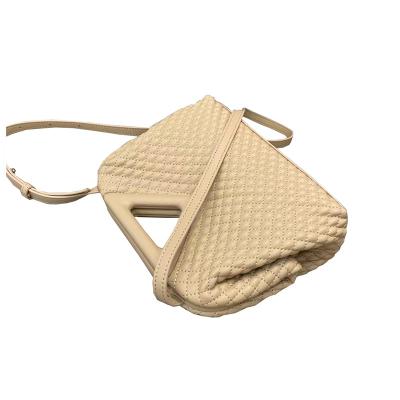 China 2021new GENUINE LEATHER woven candy color inverted triangle cloud bag female shoulder bag dumpling leather portable bag messenger for sale