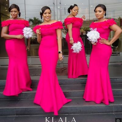 China Other New Fuchsia Bridesmaid Wedding Apparel And Accessories 2022 Mermaid Dresses Long Ruffles Off The Shoulder Long Dress Maid Of Honor W for sale