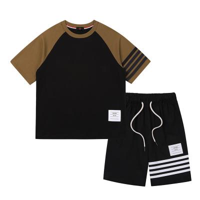 China Breathable High Street Color Bump Sleeve Boy's Two-piece Children's Suit Summer for sale