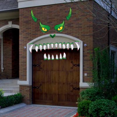 China Creative Plastic Banner Halloween Eyes Halloween Decoration Green Monster Halloween Door Sticker Decoration for sale