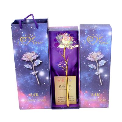 China Hot Sale Fashion Valentine's Day Gift 24K Foil Plated Glold Rose Flower With Light For Mother's Day Gift for sale