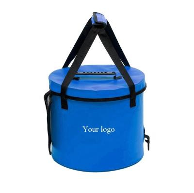 China Sustainable 500D PVC Tarpaulin Collapsible Water Bucket Beach Bucket For Kids for sale