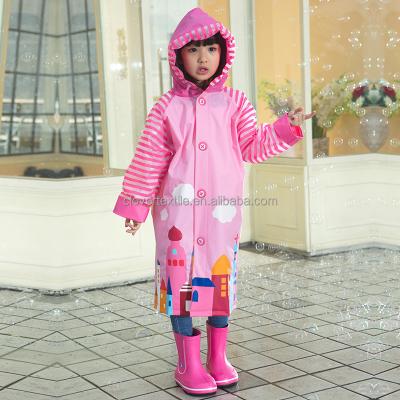 China 100% Waterproof Fabric PVC Vinyl Girl Waterproof Raincoat For Kids for sale