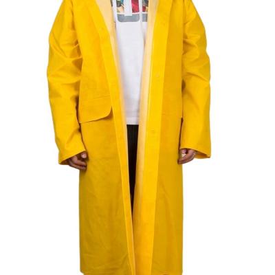 China 100% Fashion Polyester PVC Rainsuit Waterproof Long Raincoat Yellow Raincoat for sale