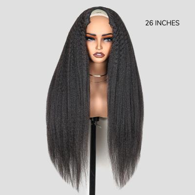 China Black Kinky Straight Hair U Part Wig Human Hair Glueless Wig for sale