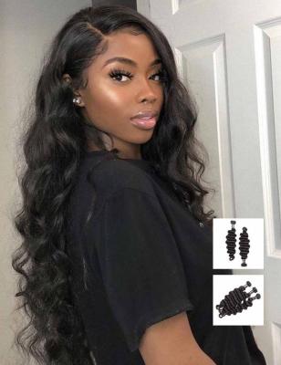 China 3/4 Deal Loose Wave Bundles Human Hair Raw Unprocessed Human Hair Bundles for sale