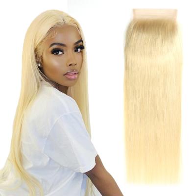 China 613 Blonde Straight Virgin Human Hair 5x5 Transparent Lace Closure for sale