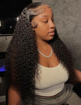 China Beight 13x4 Lace Frontal Deep Curly Human Hair With Baby Hair for sale