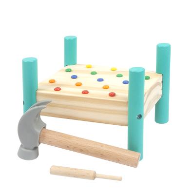 China Preschool Eductional Toys Factory Direct Supplier Wooden Plaything Encouraging Toddler Skills Nail Pulling Hammering Table for sale