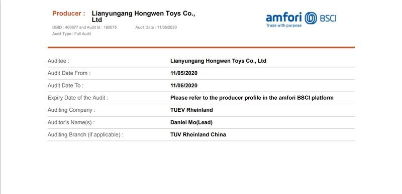 BSCI - Lianyungang Hongwen Toys Co., Ltd.