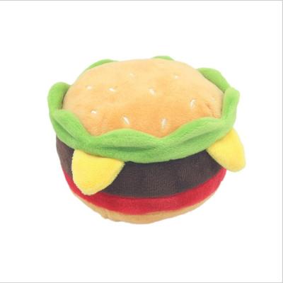 China New Eco-Friendly Viable Creative Hamburger Cake Interactive Dog Toy Chewing Squeaky Pet Toys For Play for sale