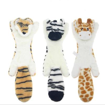 China New Squeaky Dog Unstuffed Viable Toy Chewing Plush Toy Skin Tiger Zebra Soft Pet Toy Realistic for sale