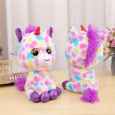 China Gift/Decoration Factory Wholesale RTS Custom Colored Glitter Eyes Plush Unicorn Plush Stuffed Toy For Kids Great Gifts for sale