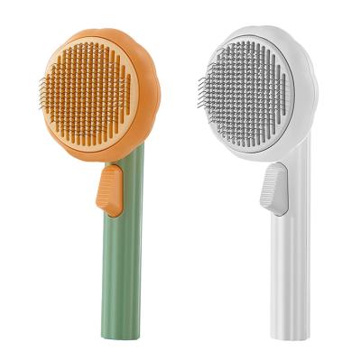 China Cute Cat Dog Comb Self-cleaning Grooming Brush Cat Brush Pet Hair Remover Massager for sale