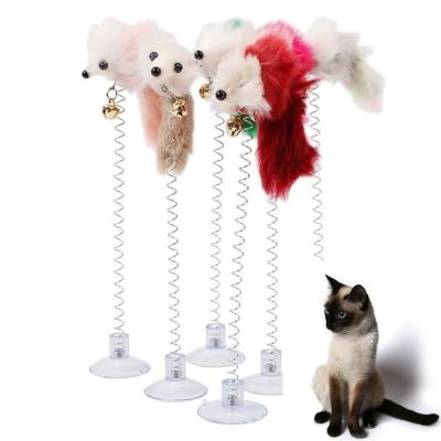 China Feather Pet Cat Toy Stick Feather Rod Mouse Toy with Mini Bell Cat Catcher Teaser Toy Kitten Interactive for sale