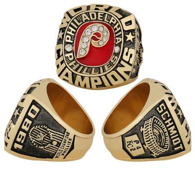 China All Over The World MLB Philadelphia Phillies Baseball Champion Rings Gemstone Ring 1980 Gold Ring for sale