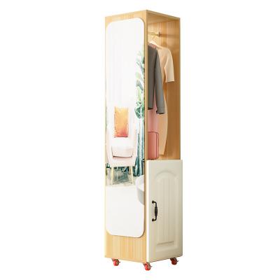 China (Other)Adjustable Full-body Mirror Floor Home Bedroom Coat Rack With Mirror Built-in Storage Cabinet European Style Rotating Mirror Fitting Dres for sale