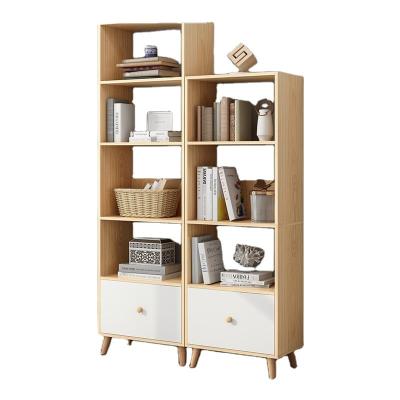 China (Other) Nordic adjustable bookshelf storage cabinet storage simple simple shelf bedroom and living room bookshelf floor small for sale