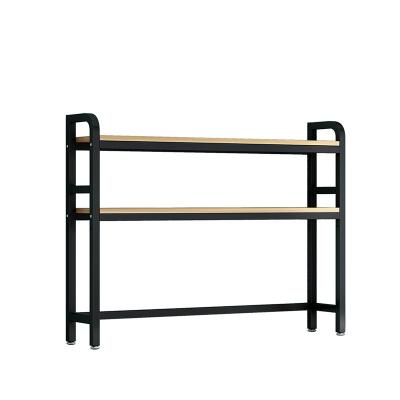 China Creative double-layer simple and modern office shelf desktop dormitory university desktop computer portable wrought iron shelf for sale