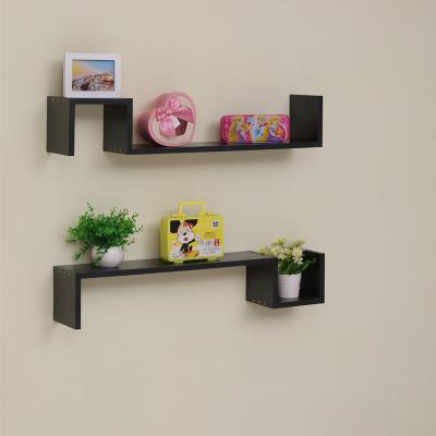 China Finether Sturdy Modern S Shaped Floating Wall Mounted Storage Ledge Home Decor Shelf Wall Shelf Display Rack Wall Shelf for Books MDF for sale