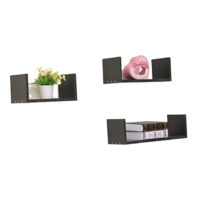 China Sturdy Wall Frame Sets Decorative Wooden Wall Shelf Set Of 3 White Floating U Cube Shelves for sale