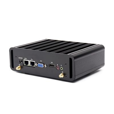 China Fanless+Aluminum Alloy Metal Case X86 i5 4200U Fanless PC with 2 LAN 2com i3 5005U for Linux Mini PC RS485 RS232 for sale