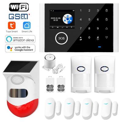 China Regis Tuya Wifi GSM Alarm System Home Burglar Alarm System 433MHz Detector Alarm Indoor WithTelephone SIM Card Voice Intercom for sale