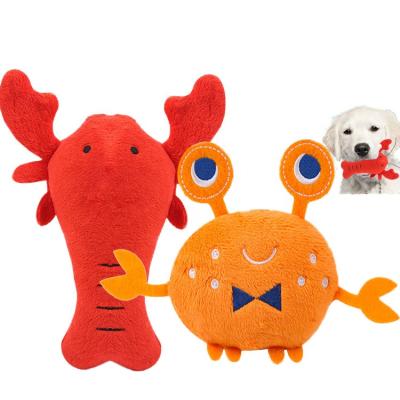 China Viable Hot Molar Chew Toy Cute Plush Toys Cute Pet Crab Train Dog Squeak Toys for sale