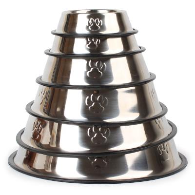 China More Sustainable Thick Unbreakable Stainless Steel Dog Food Bowl Pet Anti-Slip Bowl for sale