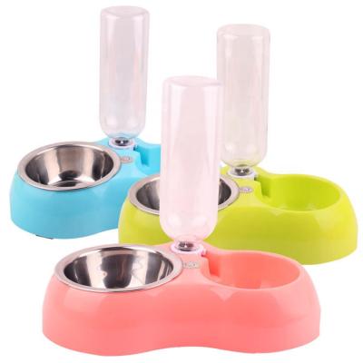 China Sustainable Hot Sales Pet Food Bowl Double Dog Bowl Plastic Dog Water Bottle for sale