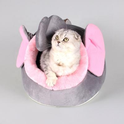 China New Sustainable High Quality Soft Comfortable Plush Pet Nest Elephant Shape Cat Cave Bed for sale