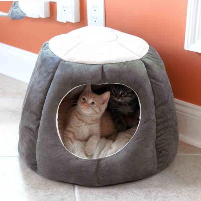 China Sustainable High Quality Soft Comfortable Plush Pet Nest Cat Cave Felt Cat Bed Cave for sale