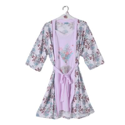 China Fashion QUICK DRY Pajamas Home Wear Ladies Sleepdress Ladies 100% Cozy Loose Rayon Pajamas 2Pcs Long Robe for sale