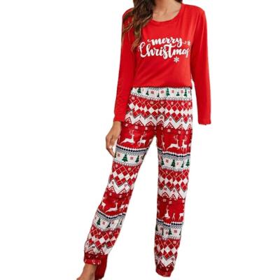 China Christmas QUICK DRY fashion women long sleeves pants sleepwear ladies knitted elegant home wear 2pcs lounge pajamas for sale