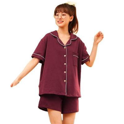 China QUICK DRY Women Short Sleeves Shorts Cotton Set Cute Home Wear Spandex Cardigan Summer Sleepwear Lounge Wear Plus Size Pajamas for sale