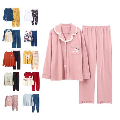 China Woman New Product QUICK DRY Home Use Securely Fits Crew Neck Pj Sets High Quality Casual Cartoon Cotton Pajamas Sleepwear Pajamas Set for sale