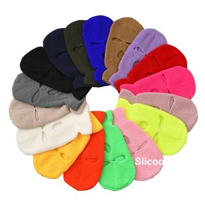 China JOINT Custom Outdoor Sports 3-Hole Knitted Warm Full Face Blanket Knit Face Blanket Winter Balaclava Skiing for sale