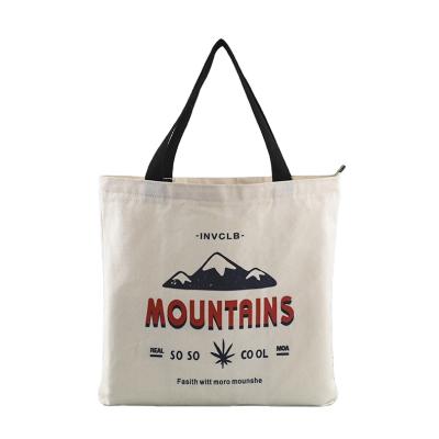 China Canvas Bag Custom Handled Printed Logo Eco - Friendly Organic Cotton Bag Tote Shopping Bag for sale