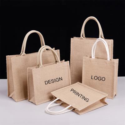 China Wholesale Cheap Custom Organic Hemp Handled Eco Jute Shopping Tote Bags for sale