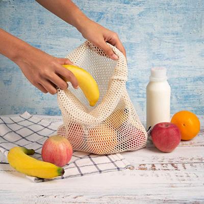 China PUNCH Simple Small Siicoo Ecology Washable And Reusable Cotton Mesh Produce Bag For Vegetable And Fruit Bag for sale