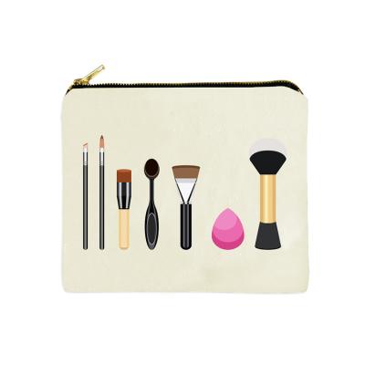 China Cheap And Fashion To Siicoo Wholesale Gold Zipper Make Up Bag Blank Canvas Cosmetic Bag for sale