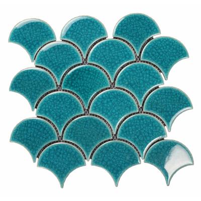 China Acid Resistant Made in China Irregular Ceramic Mosaic Blue Helix Shaped Swimming Pool Mosaic for sale