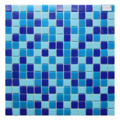 China Factory Wholesale Cheap Price Acid Resistant Hot Melt Glass Mosaic Pool Tiles Crystal Swimming Pool Mosaic Tiles Blue for sale