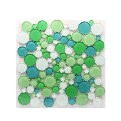 China Modern Style 3D Acid Resistant Bubble Round Glass Mosaic Tile for sale