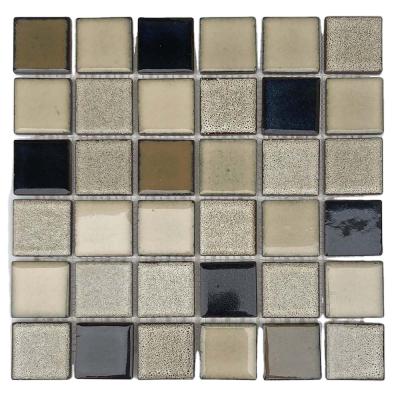 China 2 x 2 Inch Acid Resistant Square Ceramic Pool Tile Mosaic Beige Colors Ceramic Tile For Bathroom Kitchen Backsplash for sale