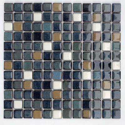 China Acid Resistant White and Blue Mixed Square Kiln Ceramic Mosaic Tile for Pool Fountain Project for sale